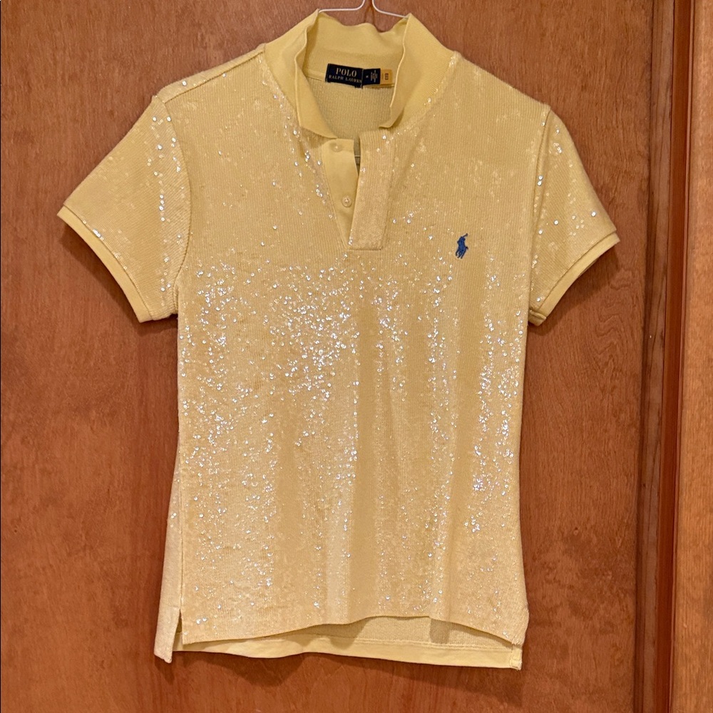 Polo Ralph Lauren yellow sequin polo shirt